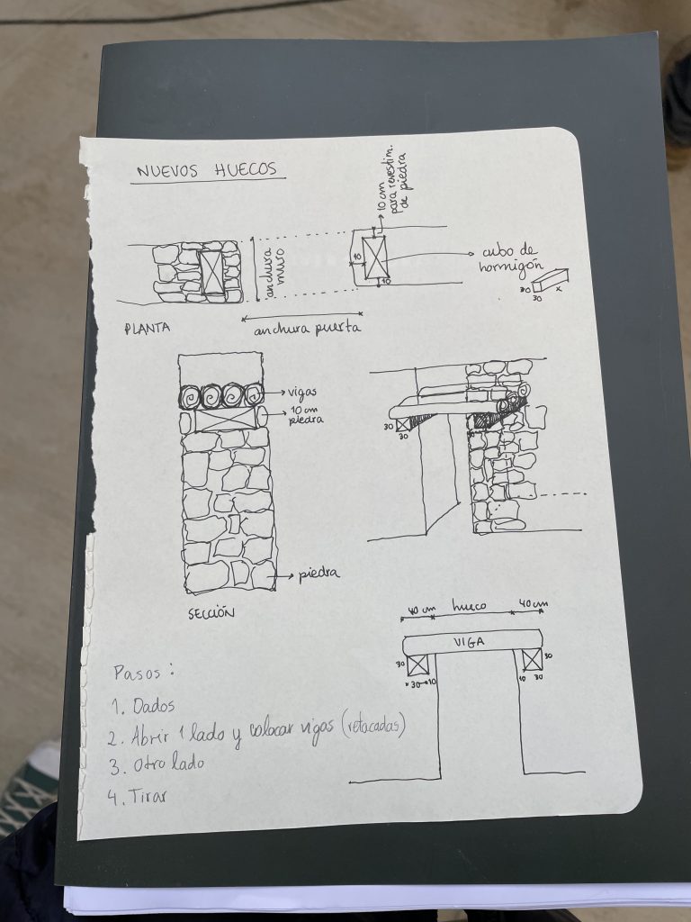 Croquis y detalles constructivos durante la rehabilitación de una masía